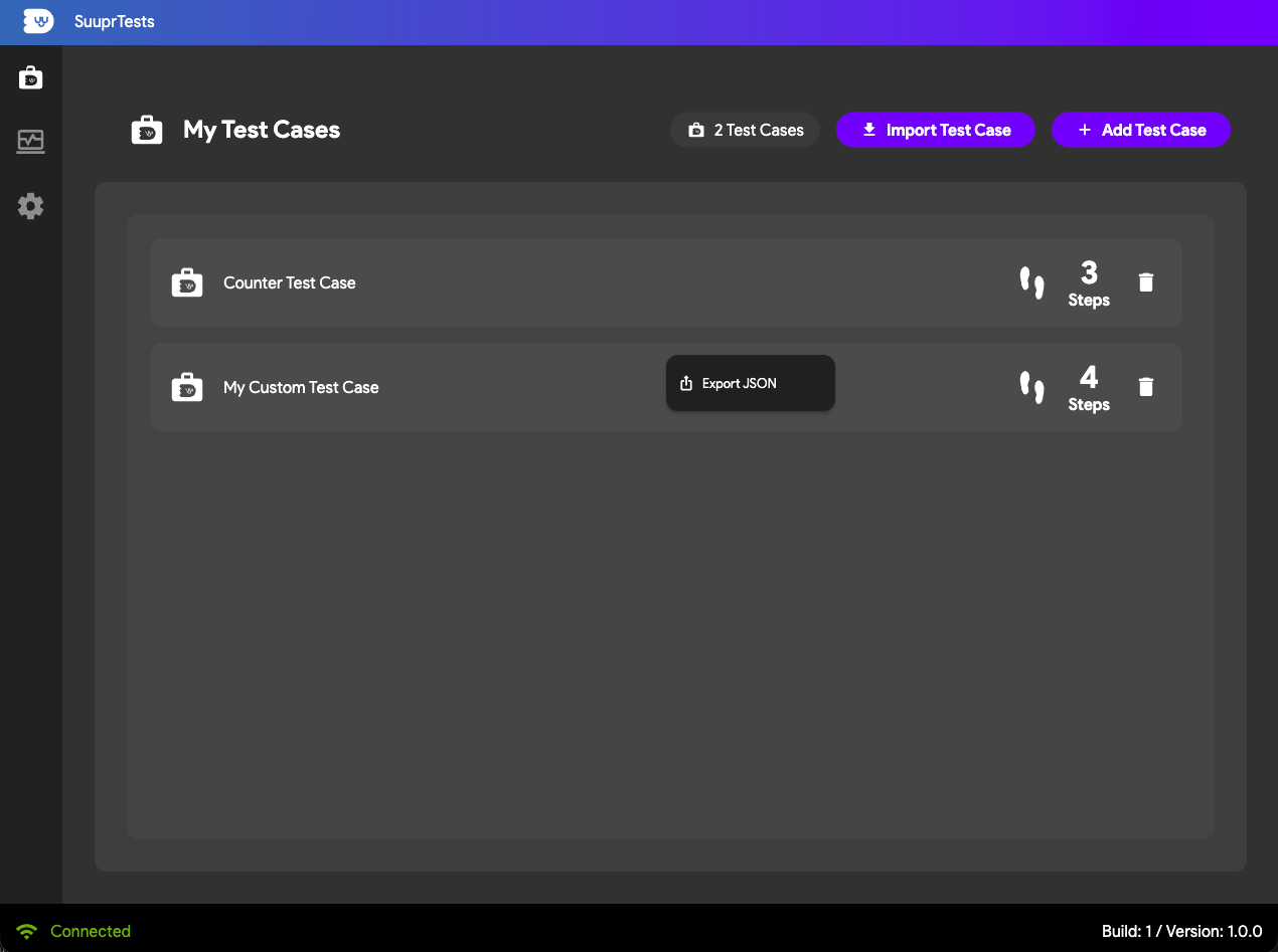 Exporting Test Case Step 1