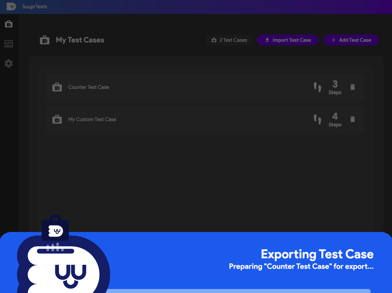 Exporting Test Case Step 2