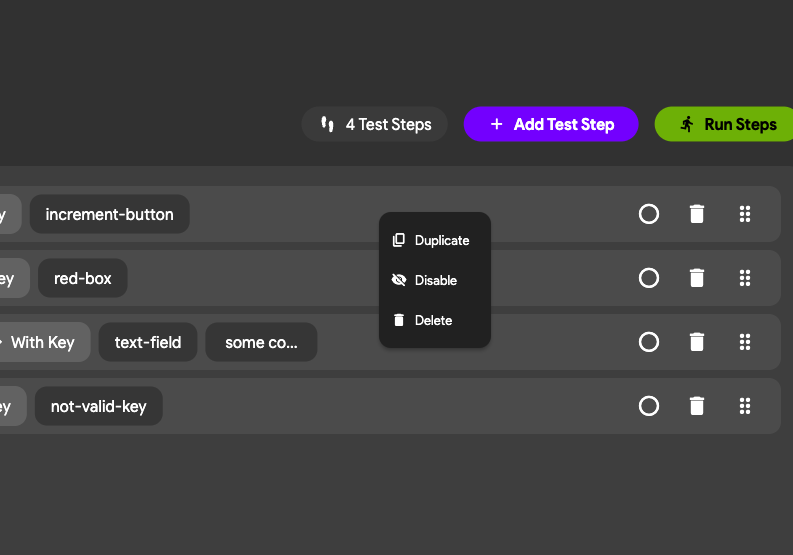 Test Step Options